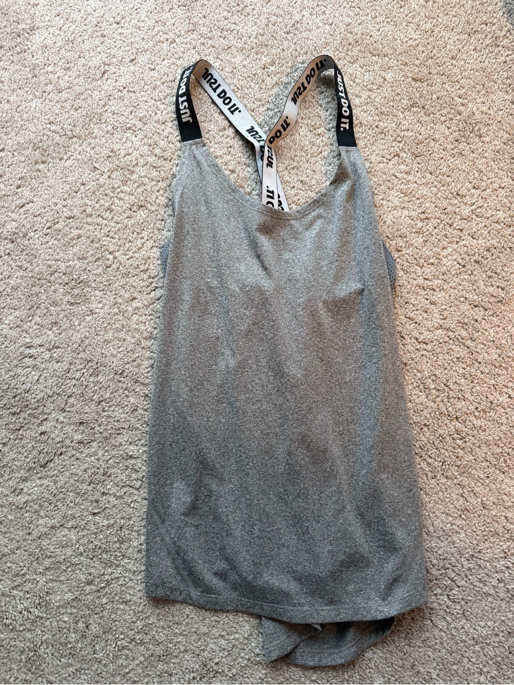 Nike Gray Tank Top with Branded Crisscross Straps